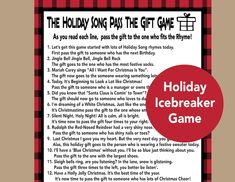 a holiday icebreaker game with a red and black checkered background