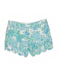 Women Lilly Pulitzer Northeast Hahbah Blue Green Crab Buttercup Shorts Size 6 #lillypulitzer #BermudaWalking Green Crab, White Bottoms, Lilly Pulitzer Shorts, Shorts White, Crab, Lace Shorts, White Shorts