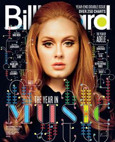 the cover of billboard magazine features a woman's face and colorful lines on it