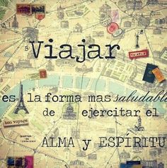 a map with the words viajar in spanish and an image of eiffel tower