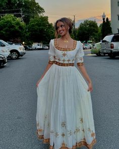 Brown Beaded Habesha Kemis Jewish Dress Traditional, Graduation Habesha Kemis, Ethiopia Traditional Clothing, Simple Habesha Kemis, Zuria Habesha Dress, Ethiopian Kemis, Habesha Kemis Modern, Ethiopian Clothes, Ethiopian Dresses