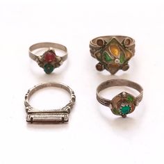 4 antique silver berber talisman rings from Southern MOROCCO. Two rings containing talisman from TIZNIT and two from the SAHARA.  *weight:14.1 gram If there is any other question send me a message and I will be very happy to answer it as son as possible . Visit my store: https://www.etsy.com/fr/shop/TazarzitElegance Berber Jewelry, Antique Style Rings, Talisman Jewelry, Two Rings, Stackable Rings, Antique Style, Morocco, Antique Silver, Jewelry Rings