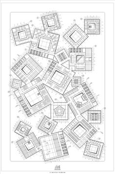 a black and white drawing of squares and rectangles