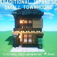 an image of a small house in the middle of a field with text that reads traditional japanese small townhouse