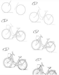 the different types of bicycles are shown in this drawing lesson, which shows how to draw them