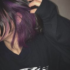 Blue Underlights, Purple Underneath Hair, Purple Hair Streaks, Short Purple Hair, Blue Purple Hair, Underlights Hair