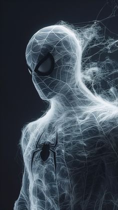 a spider - man is shown in the dark