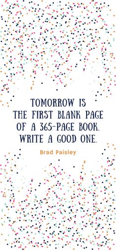 the first blank page of a 65 - page book written by brad paisley, author of tomorrow is