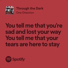 through the dark - one direction Through The Dark One Direction, One Direction Spotify Lyrics, Midnight Memories, The Dark One, Losing You