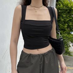 Crop Pullover, Cropped Tops, Summer Chic, Black Vest, Sleeveless Crop Top, Solid Clothes, Women Pants Casual, Black Crop Tops, Womens Vest