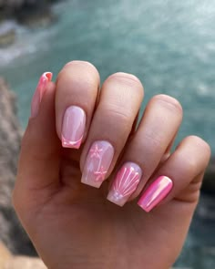 Pink mermaid seashell starfish 3D acrylic nails  gelsbybry Nails Printemps, Feminine Nails, Nails 23, Seashell Nails, Nail Aesthetic, Unghie Sfumate, Nagel Tips, Vacation Nails, Pink Nail Designs