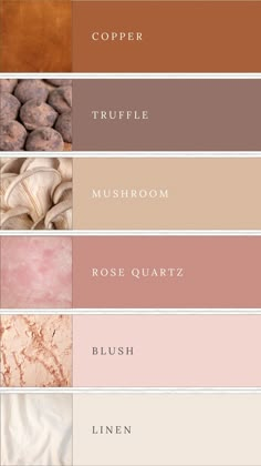 different shades of paint that are in the same color scheme, including pink and brown