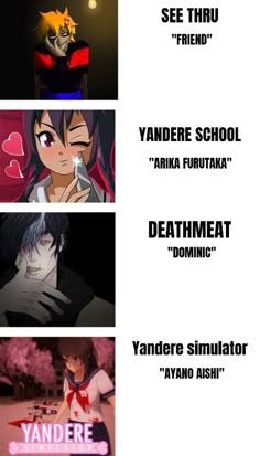 four different anime characters with the same caption in their own language, and one saying that