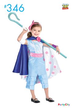 Celebrate Bo Peep's return by dressing your child up in this Toy Story 4 Bo Peep Costume for kids! The costume includes a blue jumpsuit with a printed lace detail on the bodice. Secure the reversible polka dotted skirt around their waist or turn it over and secure it to their neck to make it a cape. Accessorize this adorable costume with the arm, head, & wrist bands, and then complete the outfit with Bo Peep's iconic staff. Dress up your little one as Woody's long lost friend with this costume! Disfraz Toy Story, Bo Peep Toy Story, Toy Story Costumes, Costume Disney, Plus Size Costume, Halloween Disney, Reversible Skirt, Toy Story Birthday Party, Halloween Costume Shop