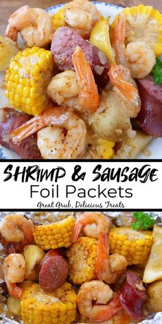 shrimp and sausage foil packet with corn on the cob