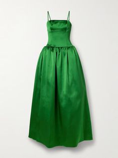 SELF-PORTRAIT Mikado maxi dress | NET-A-PORTER Elegant Green A-line Evening Dress, Formal Green Dress With Pleated Bodice, Green Formal Dress With Pleated Bodice, Green Ball Gown Evening Dress With Fitted Bodice, Green Cocktail Dress With Lined Bodice, Green Dresses With Boned Bodice, Green Dress With Fitted Bodice, Green Dresses With Boned Fitted Bodice, Green Dress With Fitted Lined Bodice