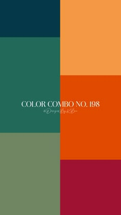 the color combo is an orange, green, and red combination with white text that reads'color combo no 198 '