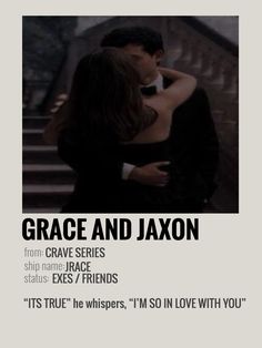 a man and woman embracing each other on the cover of grace and jaxon