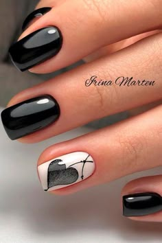 Black And White Nail, Nails Yellow, Nails Art Designs, White Nail, Fancy Nails, Chic Nails, Valentine's Day Nails