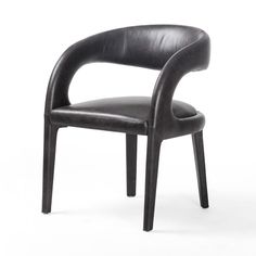 a black leather chair on a white background