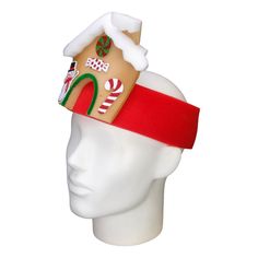 This Christmas Gingerbread Headband will definitely make you stand out at your next Party, Hora Loca, Wedding, Corporate Event, Birthday, Quinceanera, or Halloween Party! It can be used as a wedding hats, top hats, photo booth props, or a party favor. Gingerbread Headband, Holiday Costume Party Hats And Headpieces, Red Christmas Costume Hat For Party, Red Christmas Party Costume Hat, Red Christmas Costume Hat And Headpiece, Foam Party, Wedding Hats, Photo Booth Props, Christmas Gingerbread