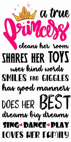 a black and pink poster with the words princess on it's back side, which reads