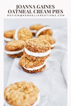 oatmeal cream pies stacked on top of each other with text overlay