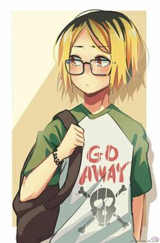 an anime character with glasses and a t - shirt