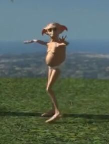 an alien standing in the grass with its arms outstretched and legs spread out, wearing a straw hat