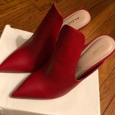 Brand New, Never Worn. Paris Couture, Shoes Color, Aldo Shoes, Heeled Mules, Red Leather, Shoes Women Heels, Mule Shoe, Shoes Heels, Women Shoes