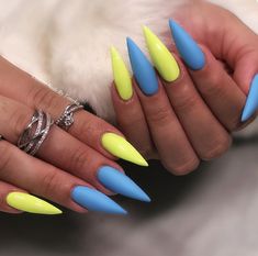 Pastel And Glitter Nails, Bright Stiletto Nails, Bandana Nails, Bright Nail Art, Square Nail Designs, Nails Only, Easter Nails, Silver Nails, Luxury Nails