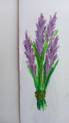 a drawing of purple flowers on a white paper