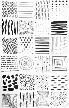 black and white art work with different shapes