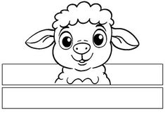 a black and white drawing of a sheep peeking out from behind a blank banner or sign