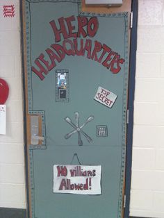 a door decorated with stickers and magnets