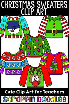 christmas sweaters clip art for teachers to use in their crafts and projects, including clothes