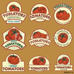 tomato labels and emblems set