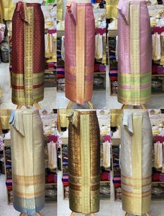 Ready to wear(come with hooks) L size : waist 23-28 in XL      : waist 29-36 In XXL.  : waist 37-45 in XXXL : waist 45-60 in skirt length about 37 in. Ship from Thailand **colors may slightly very on different monitors. Thai Dance, Sarong Dress, Thai Silk, Womens Costumes, Mix Color, Silk Skirt, Women's Costumes, Shirt Skirt, Sarong