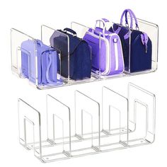 PRICES MAY VARY. ps 【Appropriate Measurement】: purse storage organizer measures approximately 12.6 x 5.7 x 5.1 inches (32 x 14.5 x 13 cm). The distance between dividers is about 7.5 cm (3 inches), making it suitable for purses of different sizes 【Fashionable and Minimalistic】The closet purse organizer makes an ideal gift for bag enthusiasts and storage organizers. The desk closet bag organizer is made of plastic .The smooth surfaces of the 4-section purse organizer make it easy to wipe clean wit Storage For Purses Organizing Ideas, Organize Purses In Closet, Closet Purse Organization, Closet Purse Storage, Purse Organization Closet, Handbag Storage Ideas, Purse Storage Ideas, Organizing Purses In Closet, Desk Closet