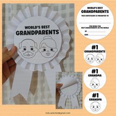 a paper award with the words world's best grandparents and two faces on it