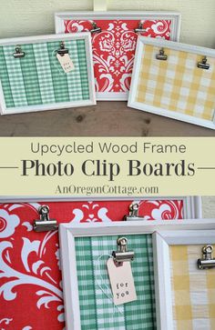 upcycled wood frame photo clip boards are easy to make and perfect for displaying