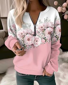 Plus Size Long Sleeve Tops, Winter Pullover, Stylish Sweaters, Plus Size Kleidung, Plus Size Top, Printed Sweater, Winter Casual, Casual Pullover, Amelie