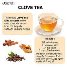 Best Teas For Cough, Ginger Throat Remedies, Herb For Cough, Tea Remedies For Cold, Ginger For Throat, Cough Tea Recipes, Tea Cold Remedies, Tea For Mucus In Throat, Tea With Cloves