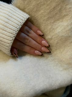 Nails Inspiration Neutral Design, Cheetah Print Tips Nails, Brown Nail With Design, Cheetah Print Tip Nails, Cheetah Almond Acrylic Nails, French Tip Acrylic Nails Cheetah, Cheetah French Tip Nails Almond, Cheetah Acrylic Nail Designs, Animal Print Tip Nails