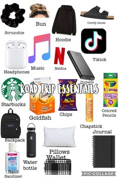 there are many different items that can be found in this image, including books, headphones, and other things