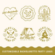 customizable bachelor party logos for the bachelors and bachelor's camp out