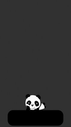 a black and white panda bear laying down