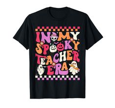 PRICES MAY VARY. In My Spooky Teacher Era, funny Spooky Season Retro Spooky Teacher Halloween Costume tee Halloween teacher outfit, Teacher Funny Halloween Costume Tees. Teaching, Teacher lovers, Teacher life, Teacher tee, Teacher Halloween Present Idea. teacher halloween, ghost halloween, groovy halloween tee, retro halloween tee, retro teacher shirt, groovy teacher shirt, pumpkin spice shirts, new teacher shirt, kindergarten teacher, fall teacher shirts, halloween gifts, cute teacher shirt, sp Staff Halloween Costumes, Last Minute Kostüm, October Photography, Halloween Teacher Gifts, Teacher Halloween Costumes, Halloween Kindergarten, Teacher Costumes, Music Nature, Teacher Halloween