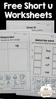 two worksheets with the text free short u worksheets