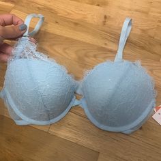 Brand New With Tags. Adjustable Straps Can Be Worn 3 Different Ways: Straight, Cross Back, Or Halter Fitted Blue Push-up Bra, Summer Push-up Bra In Blue, Spring Blue Push-up Bra, Fitted Blue Bra With Lace Closure, Blue Lace Push-up Bra, Blue Lacy, Blue Bra, Push Up Bra, Push Up